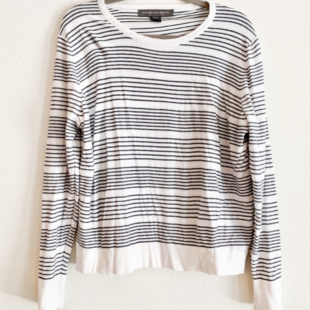 French Connection Striped Light Knit Sweater Sz L